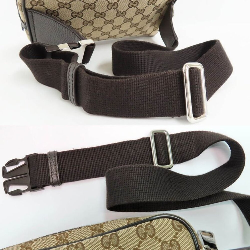 Gucci GG Canvas Waist Bag Body Bag Beige Brown Silver Hardware - Picture 7 of 10